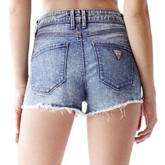 NEW GUESS High Rise Cutoff Denim Shorts SZ 27 - Picture 2 of 7